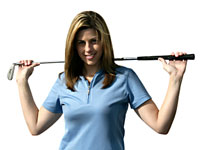 woman golfer stretching